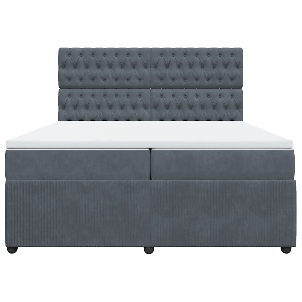 Giroletto a Molle con Materasso Grigio Scuro 200x200 cm Velluto