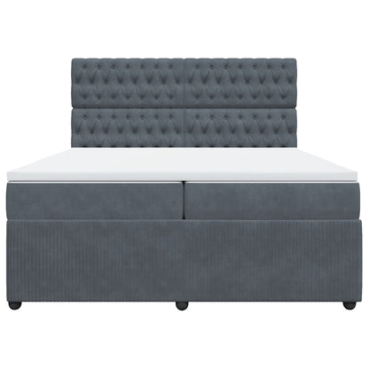 Giroletto a Molle con Materasso Grigio Scuro 200x200 cm Velluto