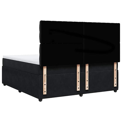 Giroletto a Molle con Materasso Nero 200x200 cm in Velluto