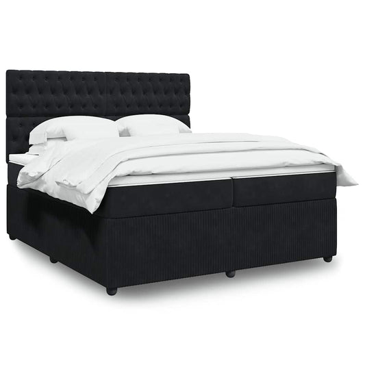 Giroletto a Molle con Materasso Nero 200x200 cm in Velluto