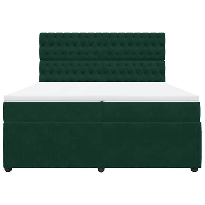 Giroletto a Molle con Materasso Verde Scuro 200x200 cm Velluto