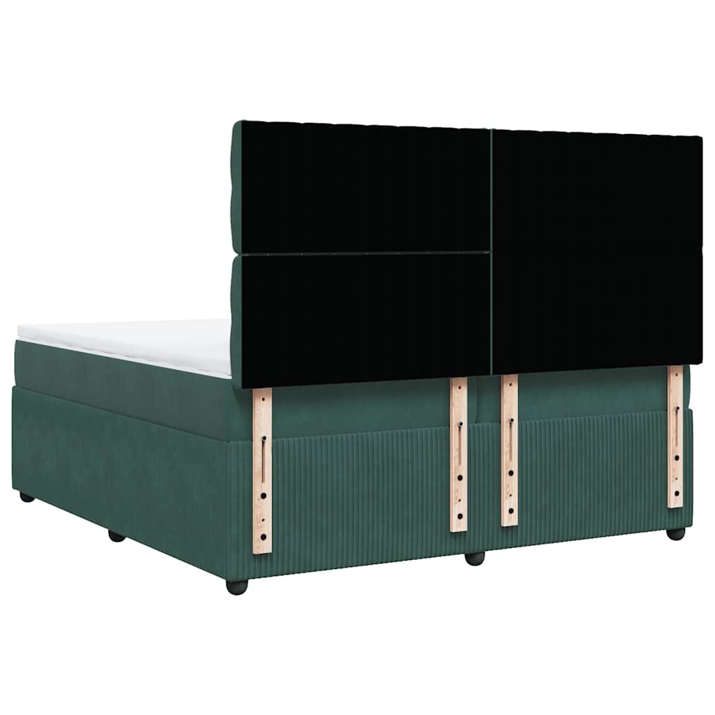 Giroletto a Molle con Materasso Verde Scuro 200x200 cm Velluto - homemem39