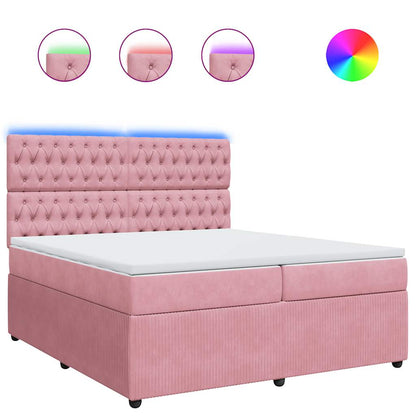 Giroletto a Molle con Materasso Rosa 200x200 cm in Velluto
