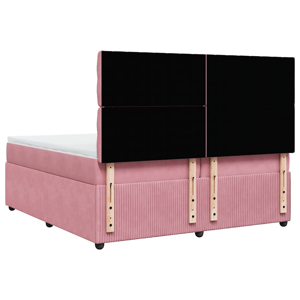 Giroletto a Molle con Materasso Rosa 200x200 cm in Velluto