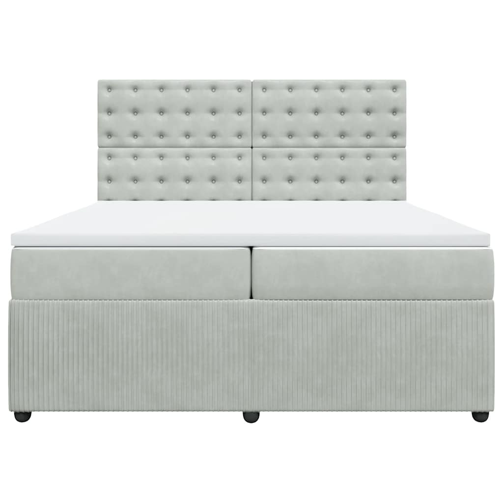 Giroletto a Molle con Materasso Grigio Chiaro 200x200cm Velluto