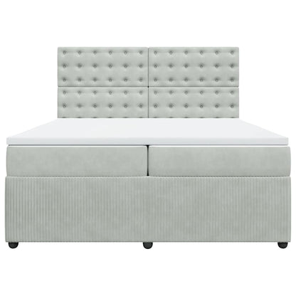 Giroletto a Molle con Materasso Grigio Chiaro 200x200cm Velluto
