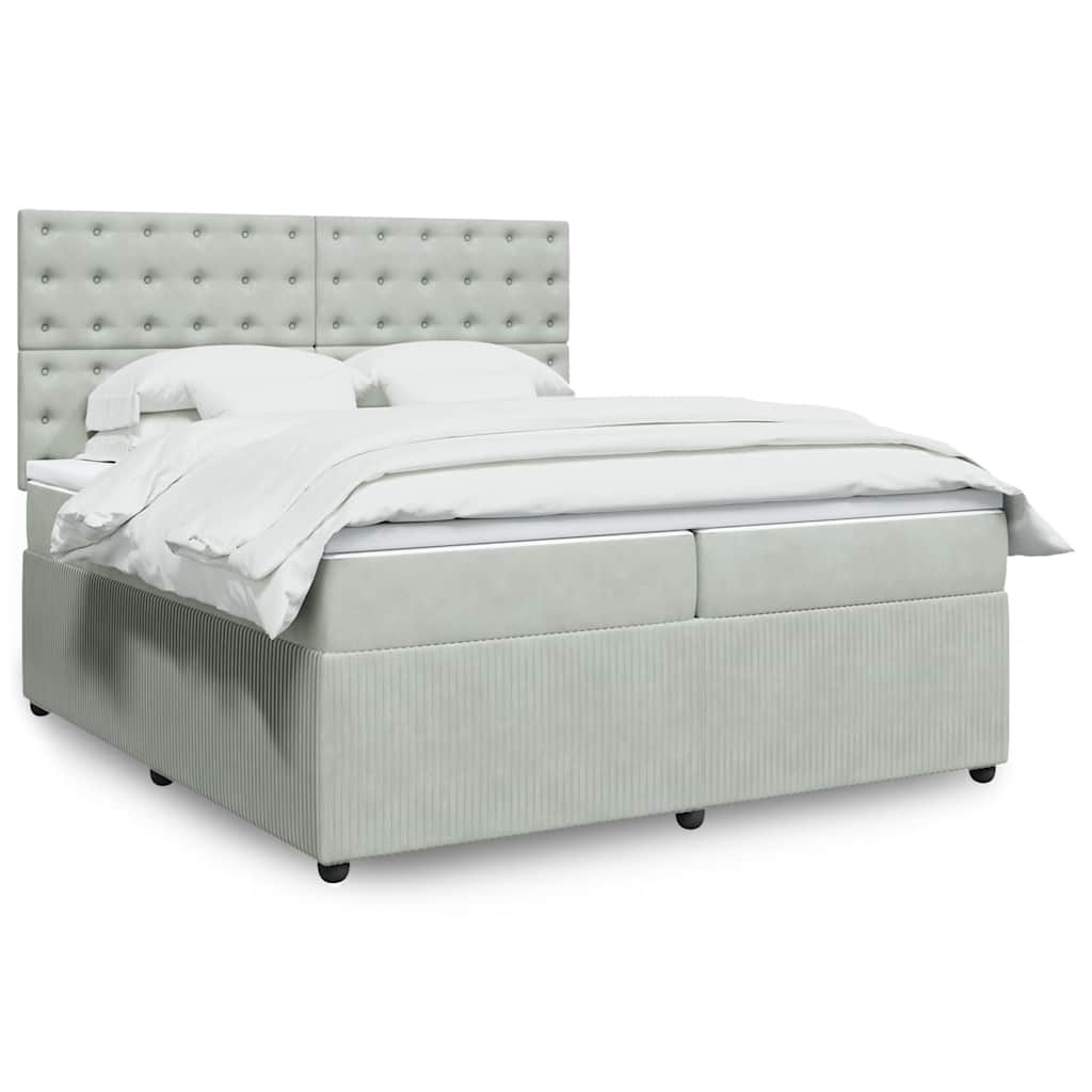 Giroletto a Molle con Materasso Grigio Chiaro 200x200cm Velluto