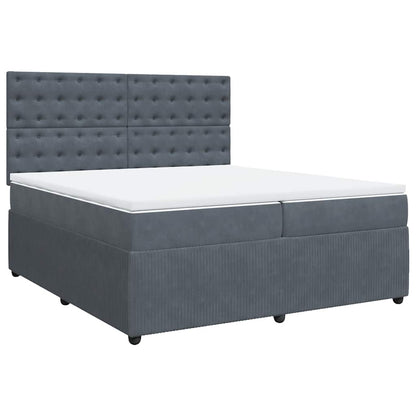 Giroletto a Molle con Materasso Grigio Scuro 200x200 cm Velluto