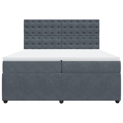 Giroletto a Molle con Materasso Grigio Scuro 200x200 cm Velluto
