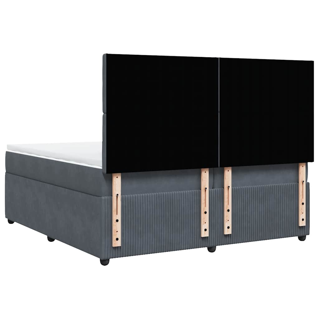 Giroletto a Molle con Materasso Grigio Scuro 200x200 cm Velluto