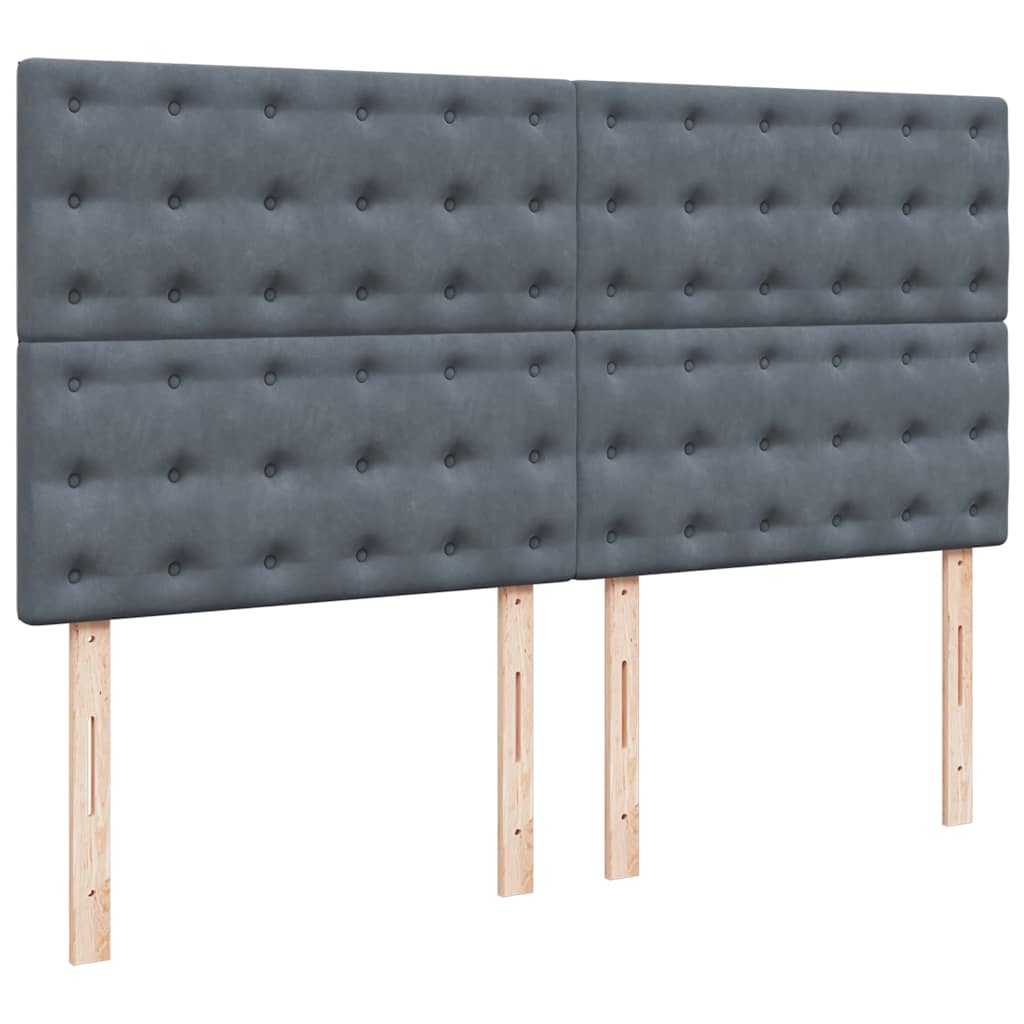 Giroletto a Molle con Materasso Grigio Scuro 200x200 cm Velluto