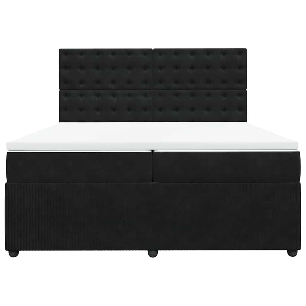 Giroletto a Molle con Materasso Nero 200x200 cm in Velluto