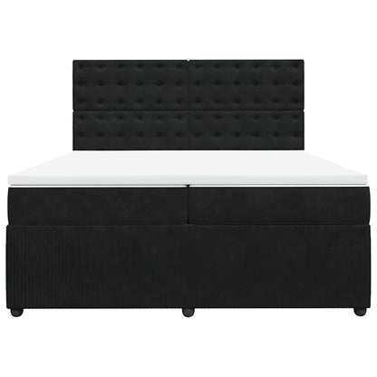 Giroletto a Molle con Materasso Nero 200x200 cm in Velluto