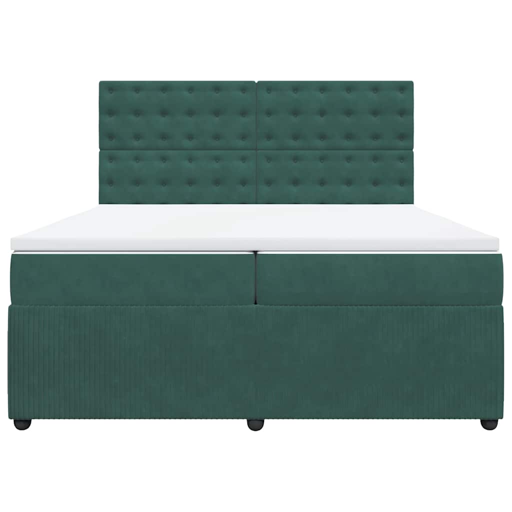 Giroletto a Molle con Materasso Verde Scuro 200x200 cm Velluto - homemem39