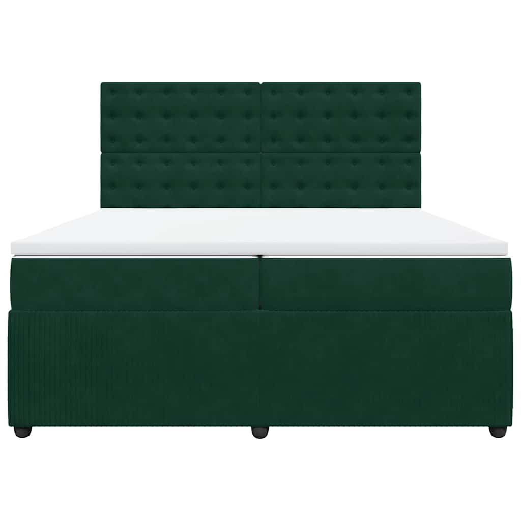 Giroletto a Molle con Materasso Verde Scuro 200x200 cm Velluto