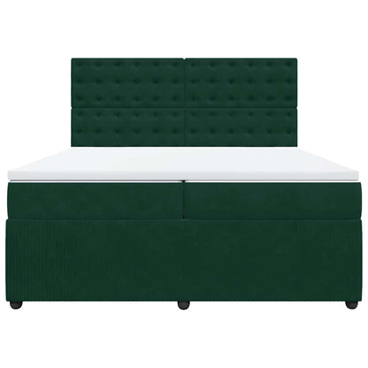 Giroletto a Molle con Materasso Verde Scuro 200x200 cm Velluto
