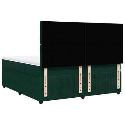Giroletto a Molle con Materasso Verde Scuro 200x200 cm Velluto