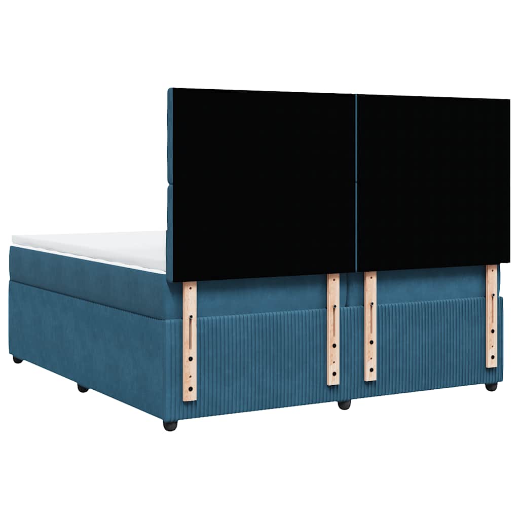 Giroletto a Molle con Materasso Blu 200x200 cm in Velluto - homemem39