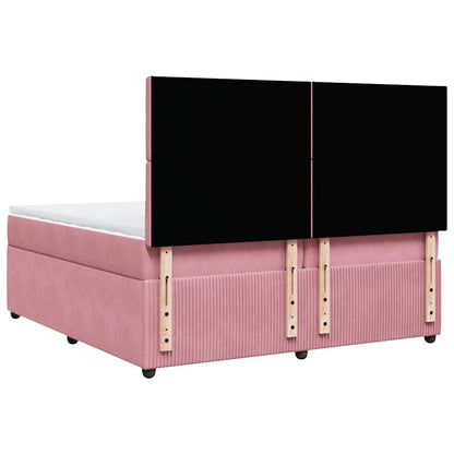 Giroletto a Molle con Materasso Rosa 200x200 cm in Velluto