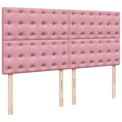 Giroletto a Molle con Materasso Rosa 200x200 cm in Velluto