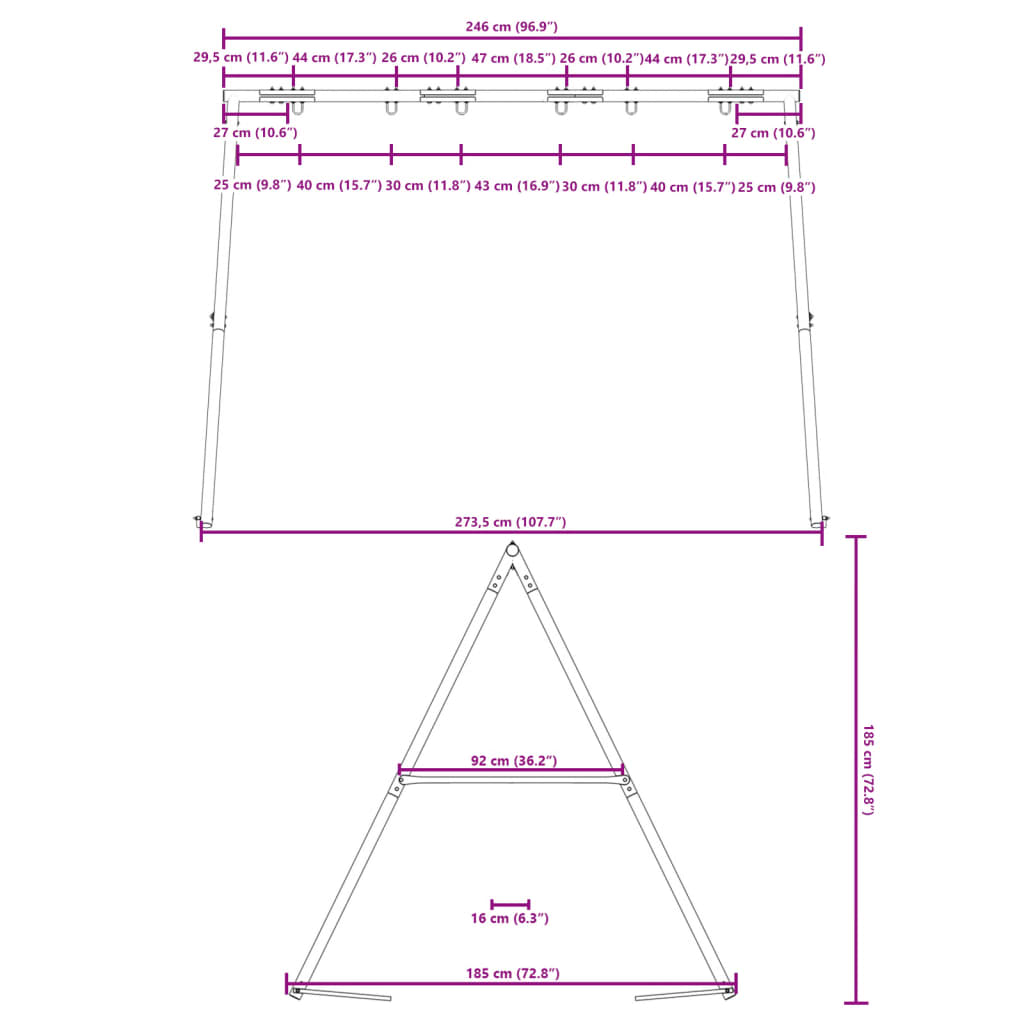 Telaio per Altalena da Esterno L 273,5 x A 185 cm | homemem39