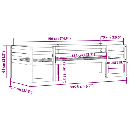 Giroletto per Bambini 75x190 cm in Legno Massello di Pino | homemem39