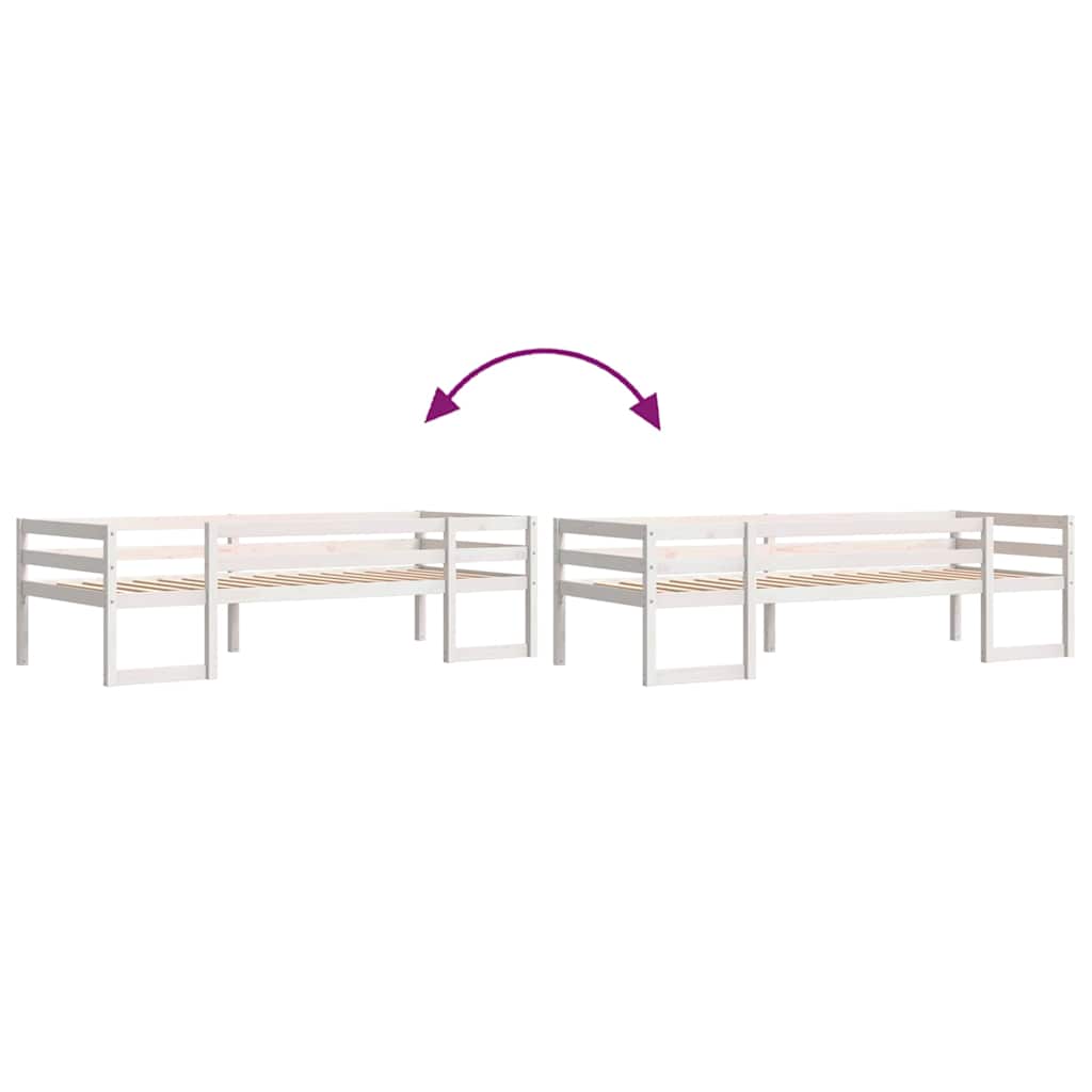 Giroletto per Bambini Bianco 75x190cm in Legno Massello di Pino | homemem39