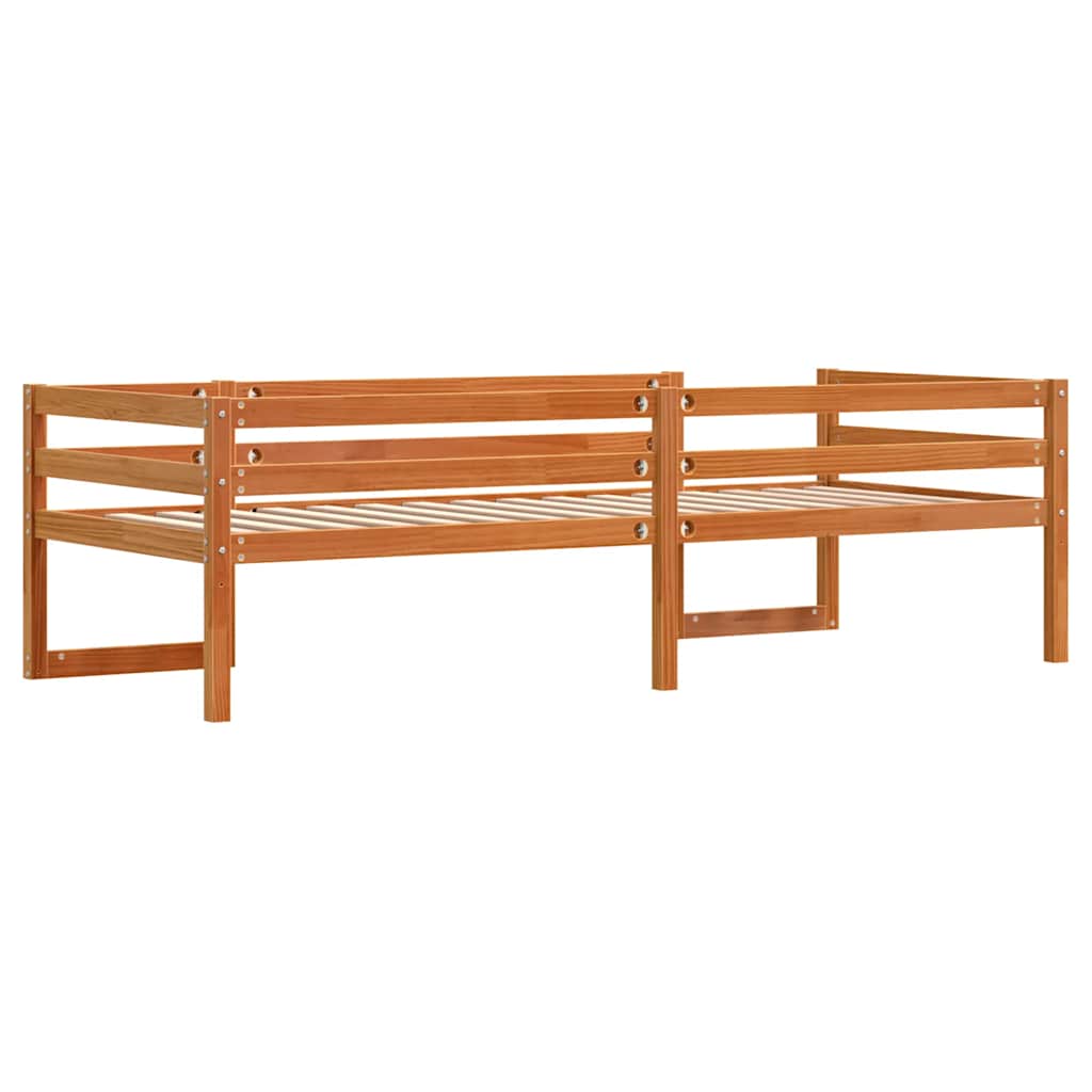 Giroletto Bambini Marrone Cera 75x190 cm Legno Massello di Pino - homemem39