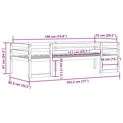 Giroletto Bambini Marrone Cera 75x190 cm Legno Massello di Pino | homemem39