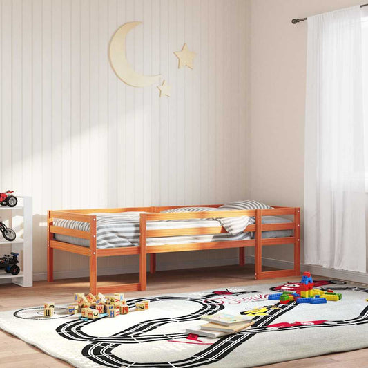 Giroletto Bambini Marrone Cera 75x190 cm Legno Massello di Pino | homemem39