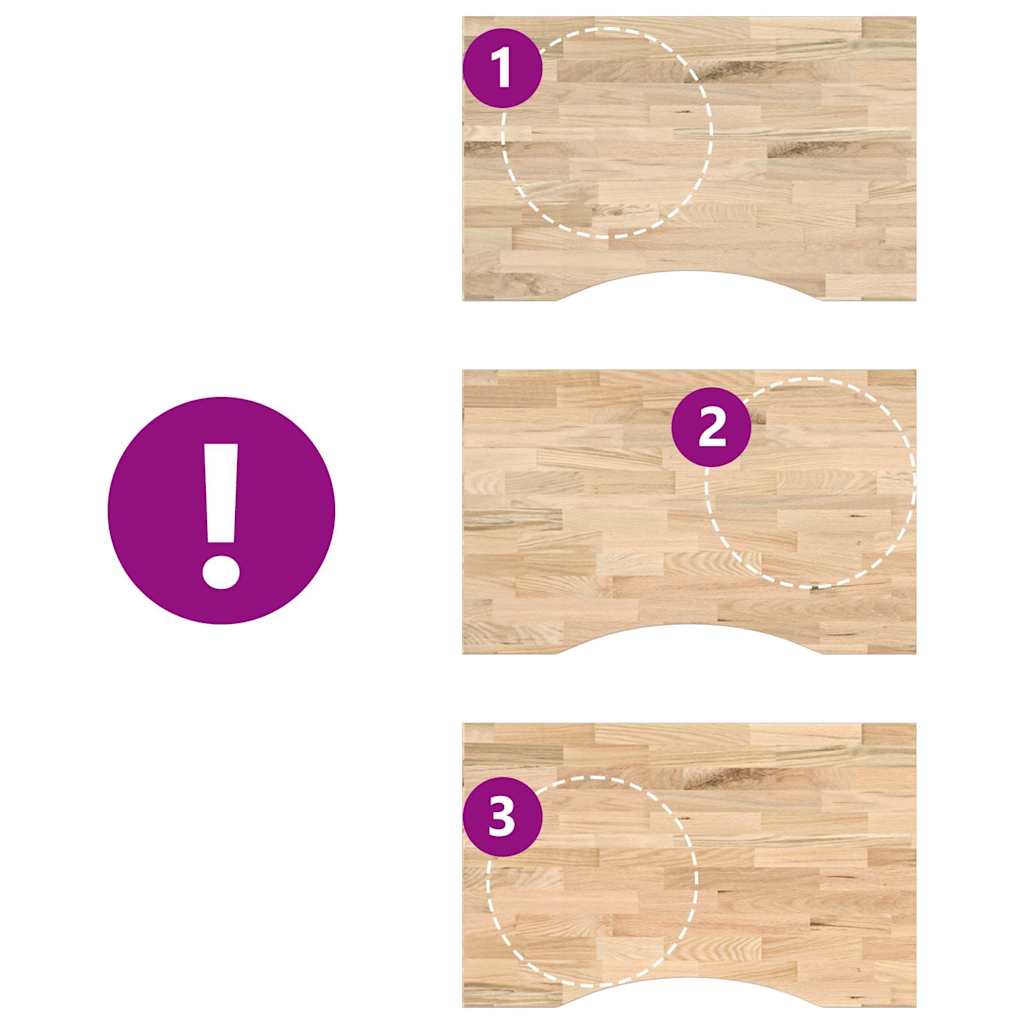 Piano Scrivania 80x50x2,5 cm Rovere Massello Non Trattato