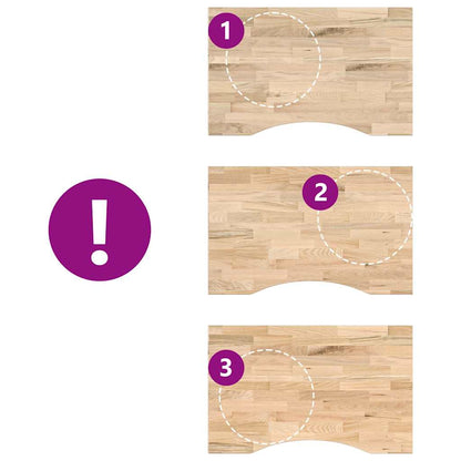 Piano Scrivania 80x50x2,5 cm Rovere Massello Non Trattato