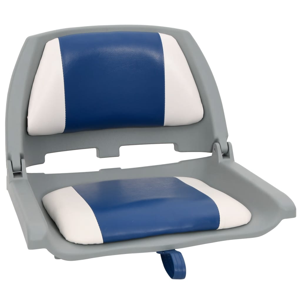 Set Sedile per Barca Pieghevole 2pz Blu e Bianco 48x51x41 cm | homemem39