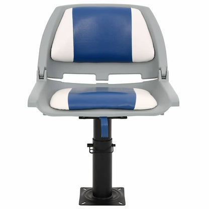 Set Sedile per Barca Pieghevole 2pz Blu e Bianco 48x51x41 cm