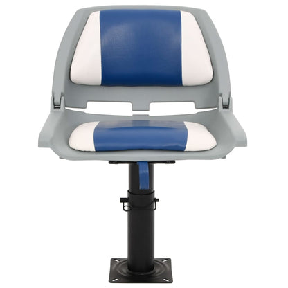 Set Sedile per Barca Pieghevole 4 pz Blu e Bianco 48x51x41 cm