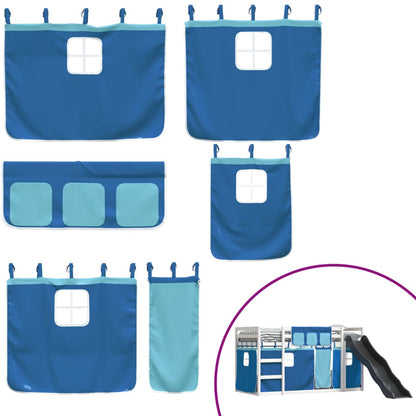 Letto a Castello con Scivolo e Tende Blu 90x200 cm - homemem39