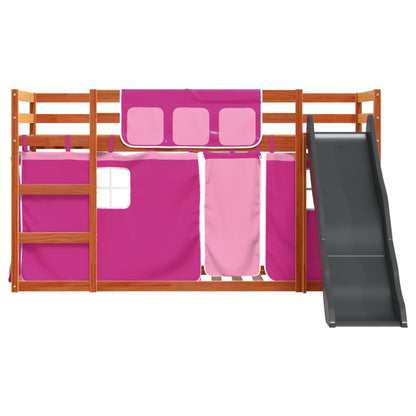 Letto a Castello con Scivolo e Tende Rosa 90x200 cm - homemem39