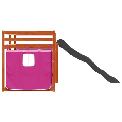 Letto a Castello con Scivolo e Tende Rosa 90x200 cm - homemem39