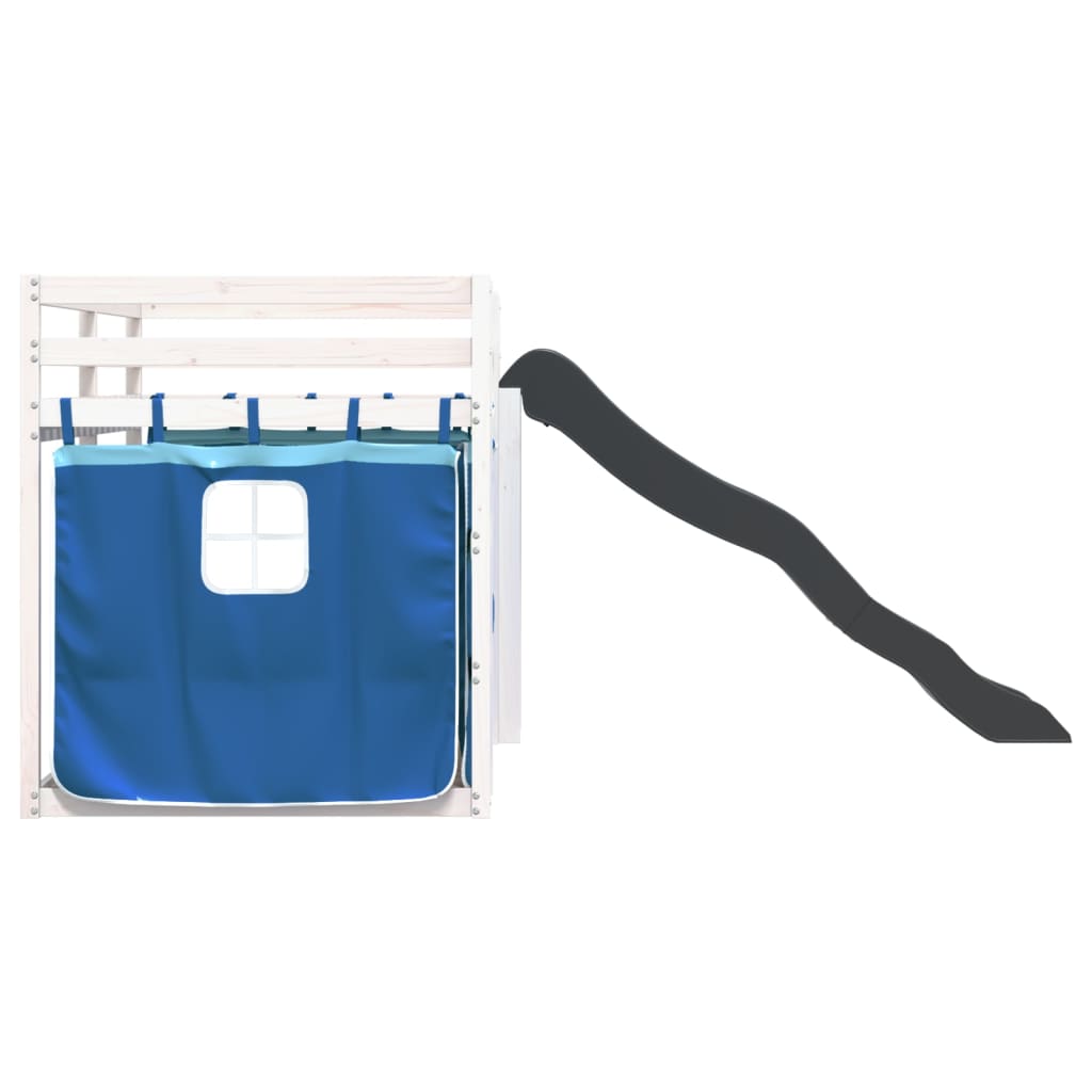 Letto a Castello con Scivolo e Tende Blu 80x200 cm - homemem39