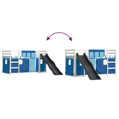 Letto a Castello con Scivolo e Tende Blu 80x200 cm - homemem39