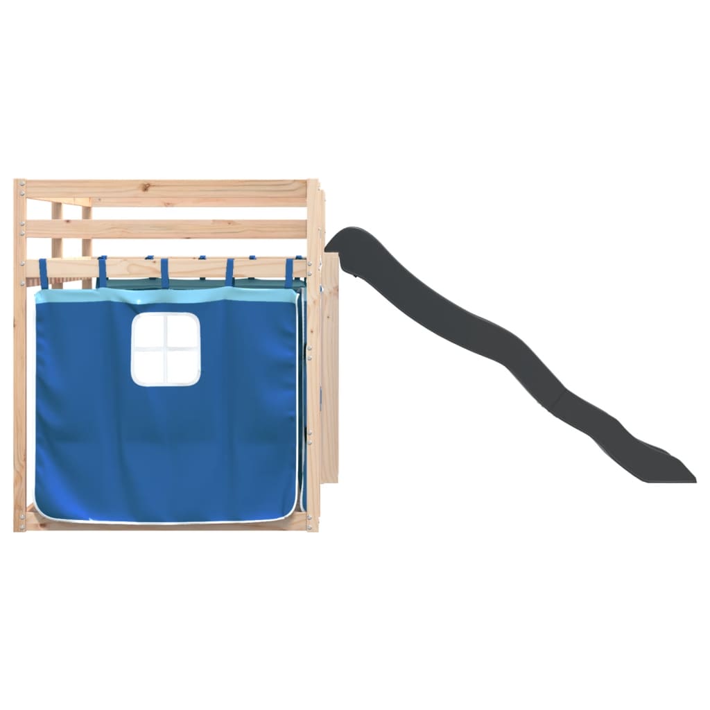 Letto a Castello con Scivolo e Tende Blu 90x190 cm - homemem39
