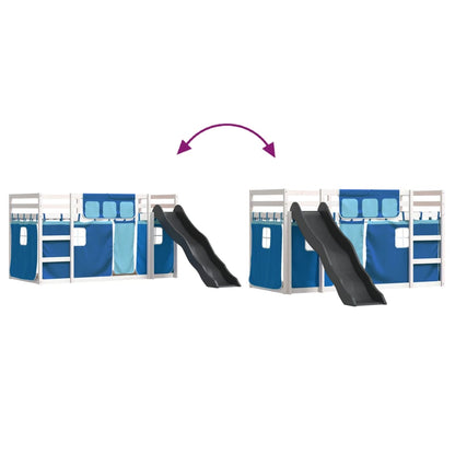 Letto a Castello con Scivolo e Tende Blu 90x190 cm - homemem39