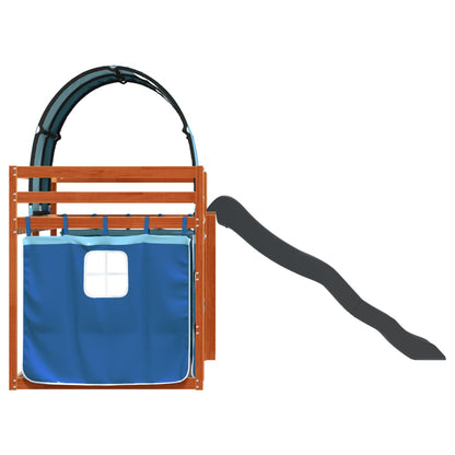 Letto a Castello con Scivolo e Tende Blu 90x200 cm - homemem39