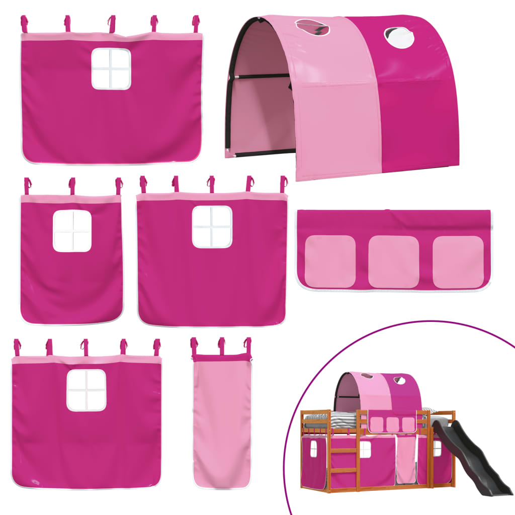 Letto a Castello con Scivolo e Tende Rosa 90x200 cm - homemem39