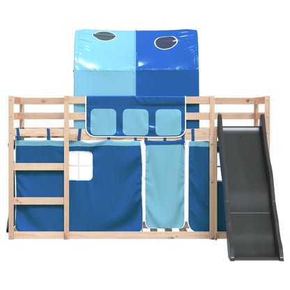 Letto a Castello con Scivolo e Tende Blu 80x200 cm - homemem39