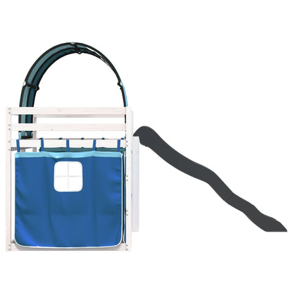 Letto a Castello con Scivolo e Tende Blu 80x200 cm - homemem39