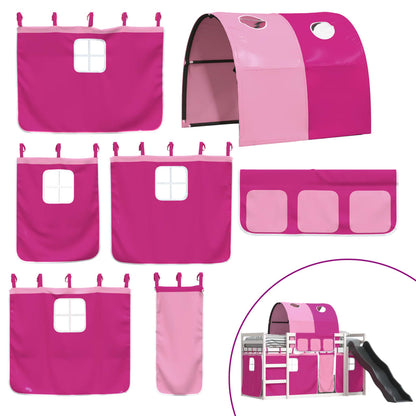 Letto a Castello con Scivolo e Tende Rosa 80x200 cm - homemem39