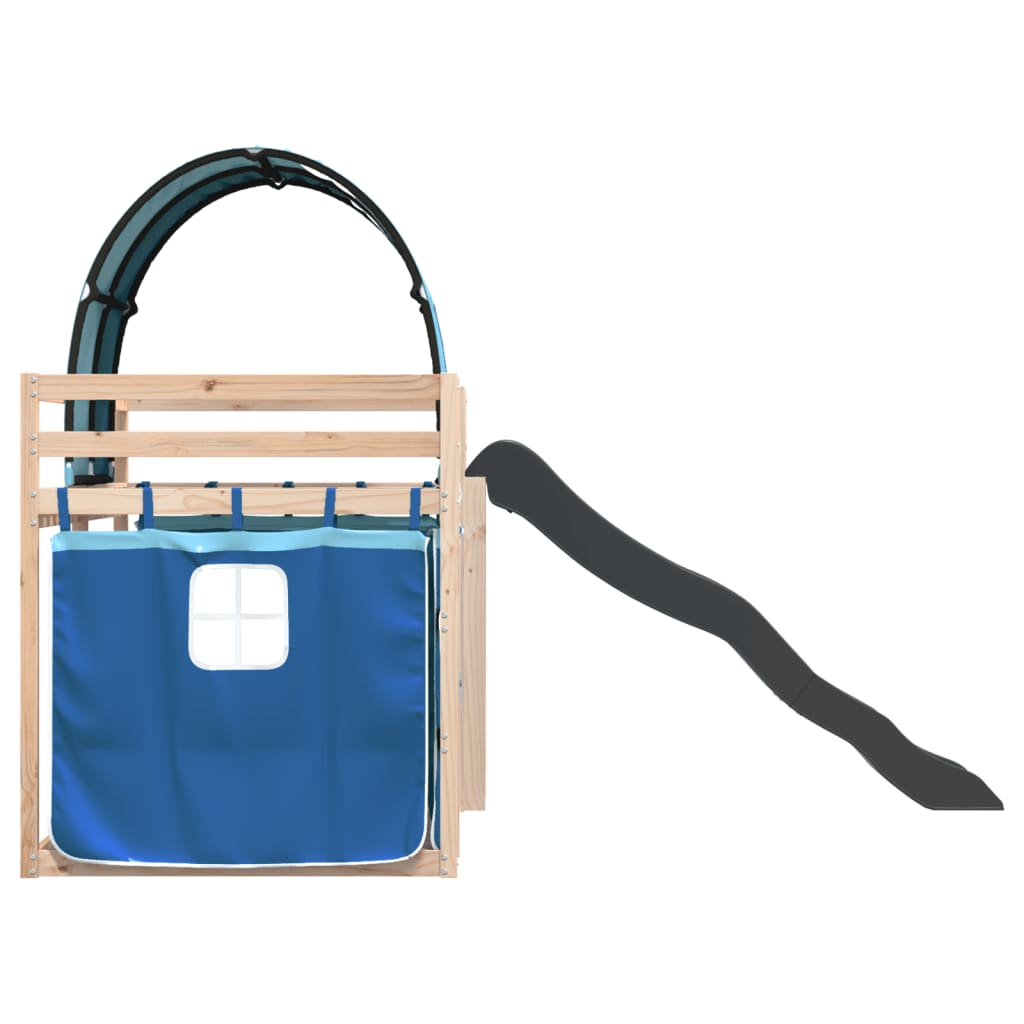 Letto a Castello con Scivolo e Tende Blu 90x190 cm - homemem39