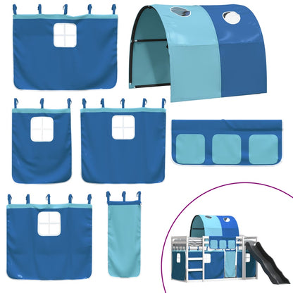 Letto a Castello con Scivolo e Tende Blu 90x190 cm - homemem39