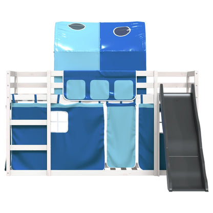 Letto a Castello con Scivolo e Tende Blu 90x190 cm - homemem39